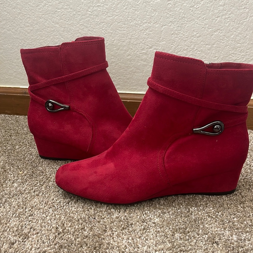 Suede red booties